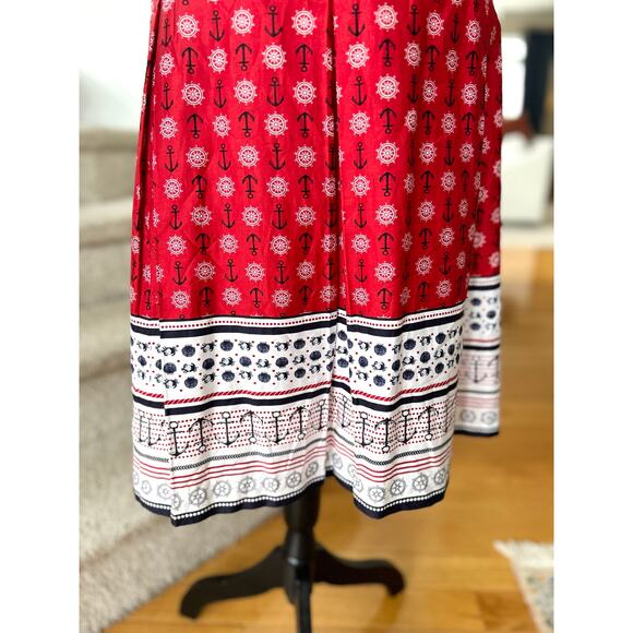 Charter Club Red Nautical Anchor Printed A-Line Knee Length Skirt - Picture 2 of 7